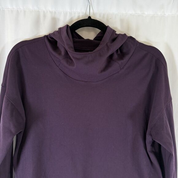 Yogalicious Lux Sweatshirt Women's Large Purple Hooded Cowl Neck Thumb Holes - Picture 2 of 10